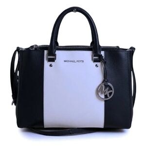 Michael Kors Sutton Colorblock Black White Satchel Crossbody MK Bag